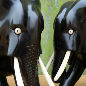 Pair of Indian ebony elephants 2