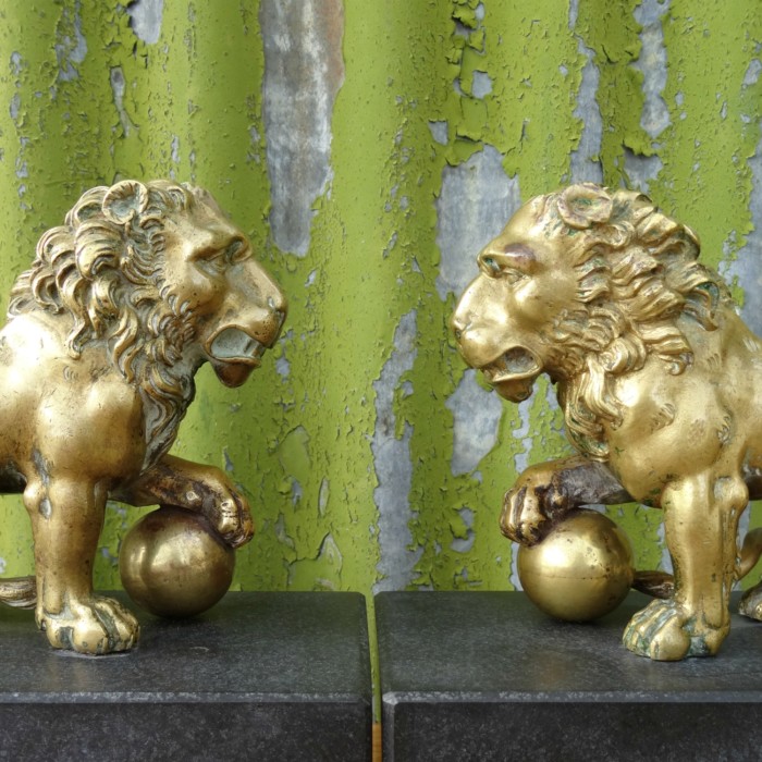 Pair of Bronze Medici Lions (2)