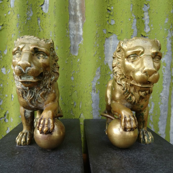 Pair of Bronze Medici Lions (3)