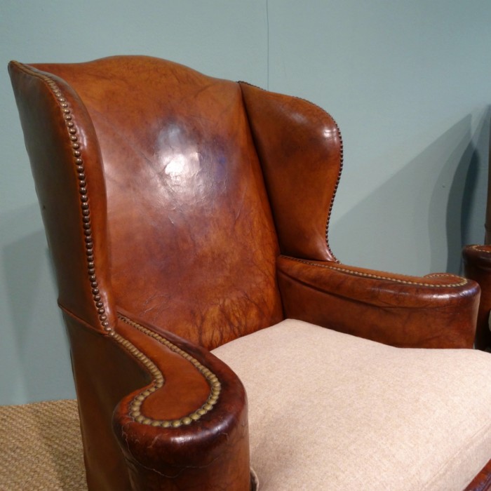Leather wing chairs (5)