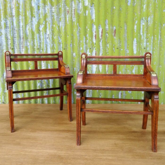 Pair of Shoolbred Hall Seats (1)