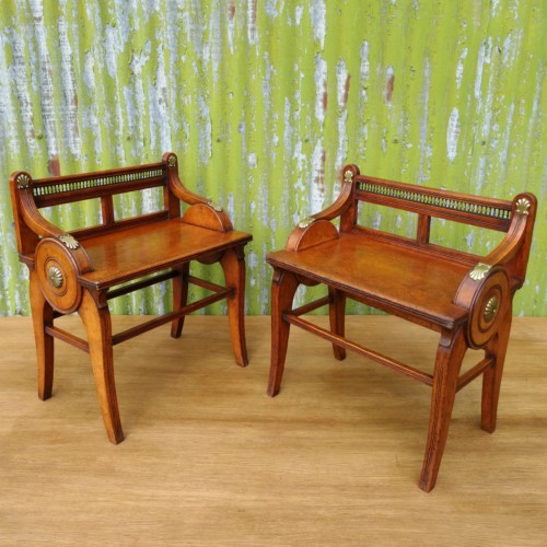 Pair of Shoolbred Hall Seats (2)