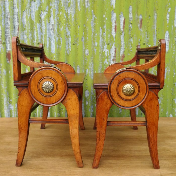Pair of Shoolbred Hall Seats (3)