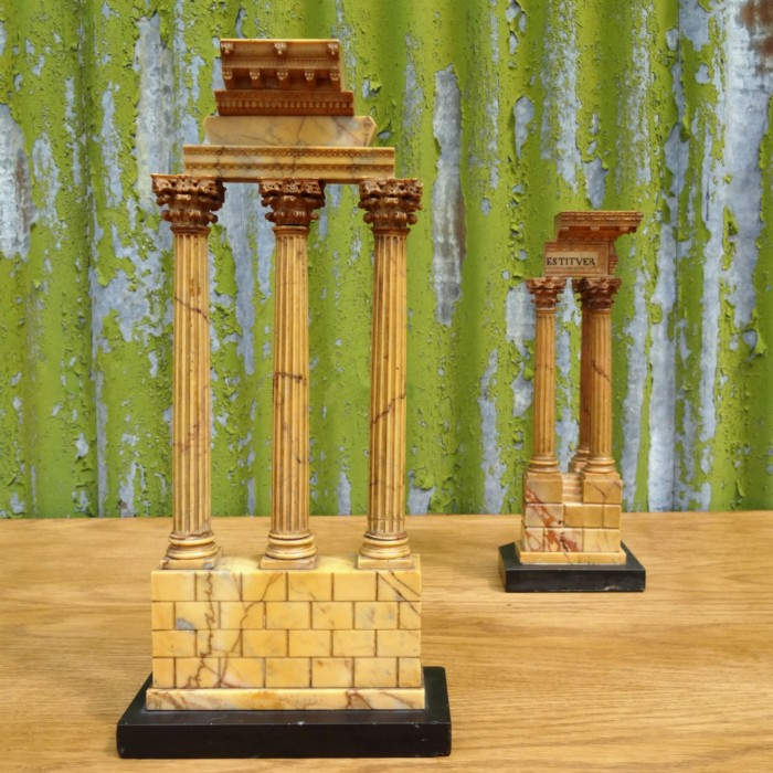 Pair of Giallo Marble Temple Models (1)