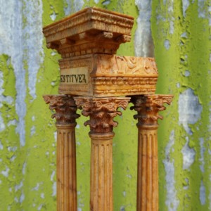 Pair of Giallo Marble Temple Models (7)