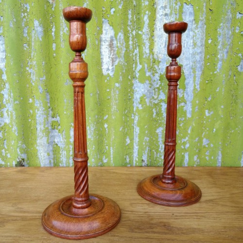 Pair of Rosewood candlesticks (1)