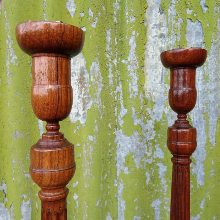 Pair of Rosewood candlesticks (2)