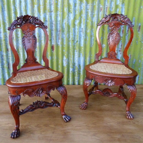 Pair of Dutch East Indies Satinwood Side Chairs 1