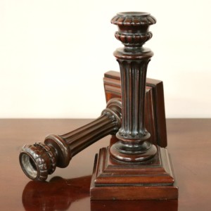 Pair of Mahogany Candlesticks (3)
