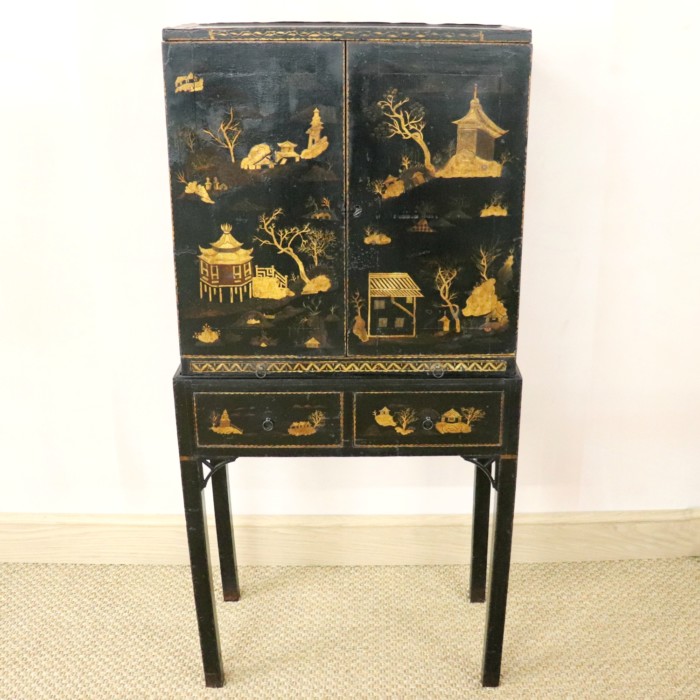 Japanned Cabinet on Stand (2)