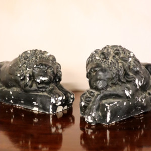 Large Plaster Canova Lions (4)