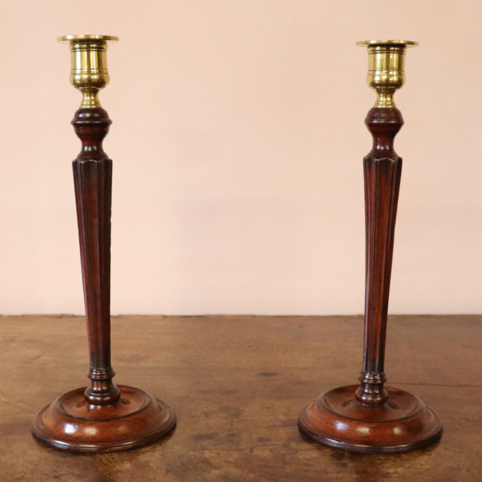 Pair of Mahogany Candlesticks (1)