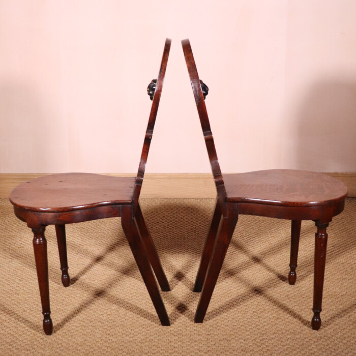 Pair Of Oak Lion Hall Chairs (4)