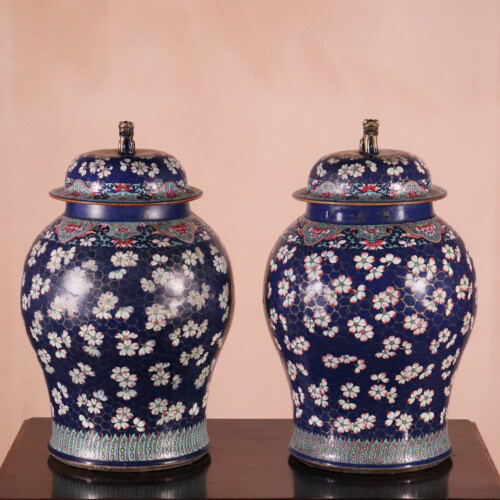 Large Pair Of Chinese Jars and Covers (1)