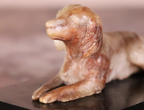 April: Pair of Bright And Sons Alabaster Dogs