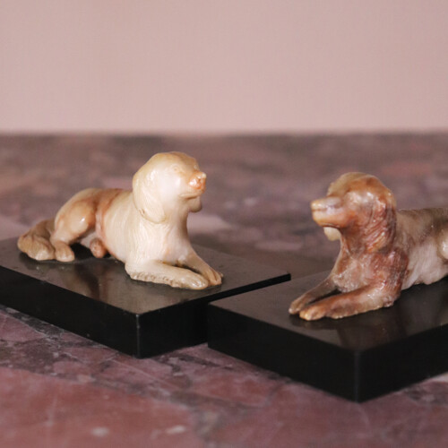 Pair of Bright And Sons Alabaster Dogs (4)