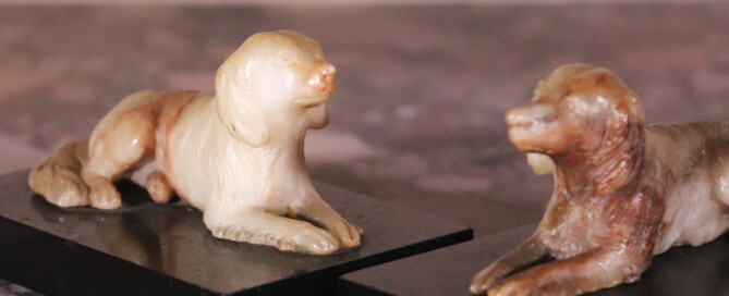 Pair of Bright And Sons Alabaster Dogs (4)