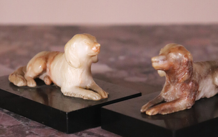 Pair of Bright And Sons Alabaster Dogs (4)