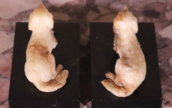 Pair of Bright And Sons Alabaster Dogs (8)