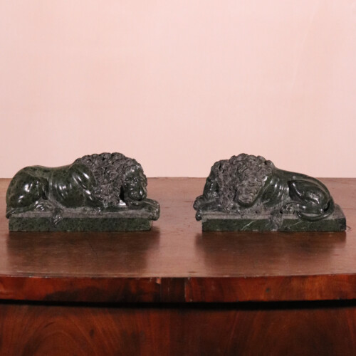 Pair of Serpentine Canova Lions (1)