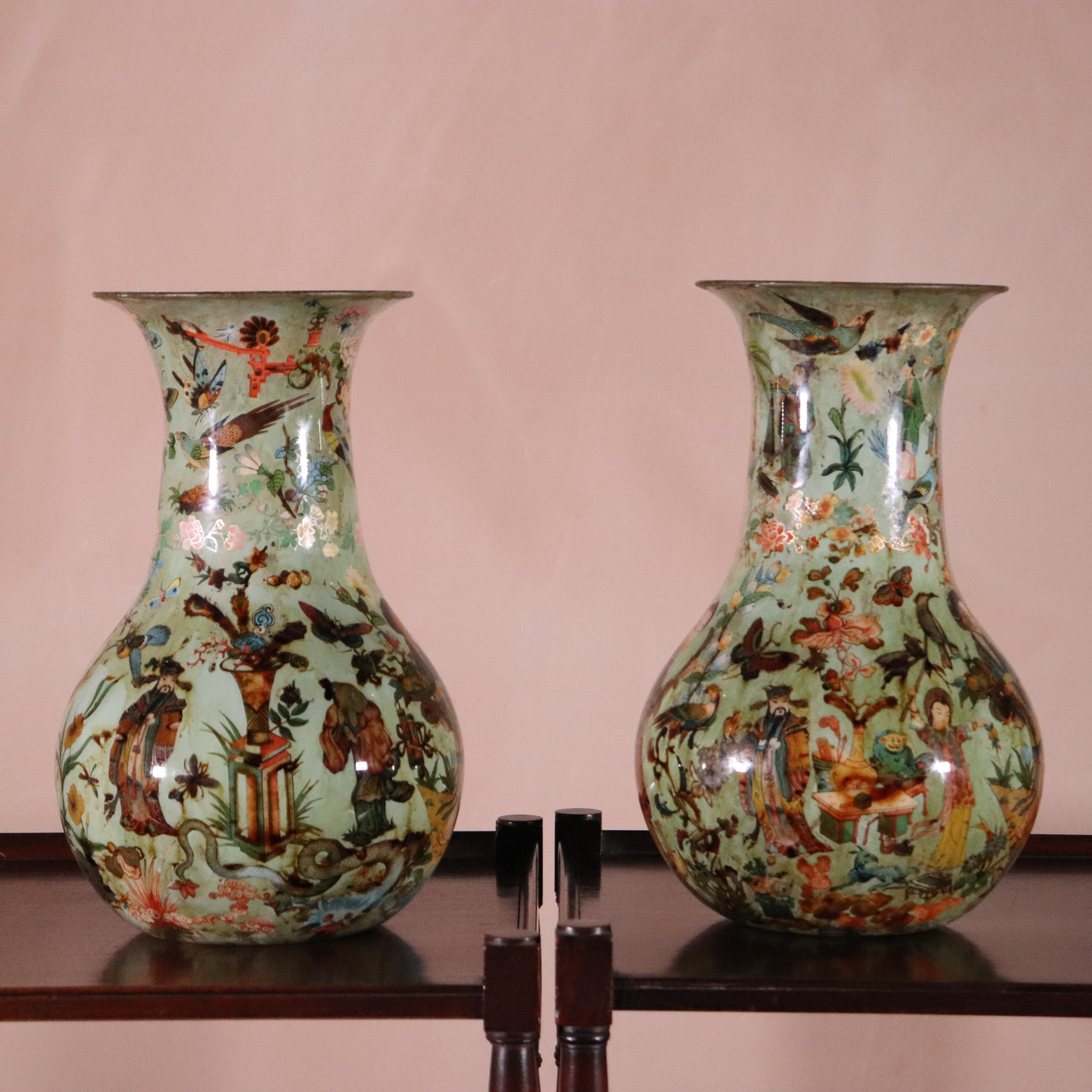 Pair of Decalcomania Vases (2)