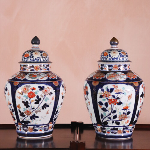 Pair of Japanese Jars and Covers (1)